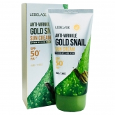 Солнцезащитный крем с улиточным муцином и золотом Lebelage Anti-Wrinkle Gold Snail Sun Cream SPF50+ PA+++
