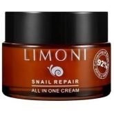 Питательный крем для лица с экстрактом секрета улитки Limoni Snail Repair All In One Cream