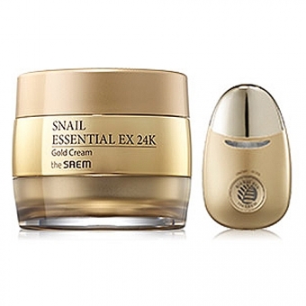 Крем для лица с вибромассажером The Saem Snail Essential 24K Gold Cream Set