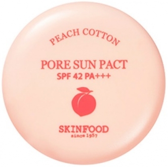 Солнцезащитная пудра с экстрактом персика Skinfood Peach Cotton Pore Sun Pact SPF42 PA+++