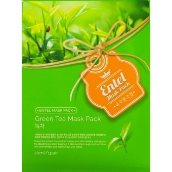 Маска тканевая для лица с вытяжкой зеленого чая Entel Green Tea Mask Pack