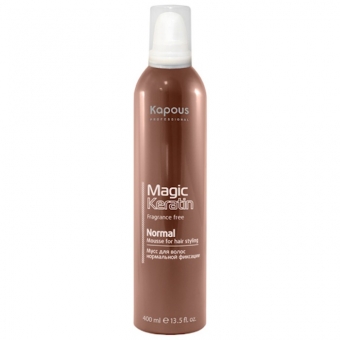 Мусс для укладки нормальной фиксации Kapous Fragrance Free Magic Keratin Normal Mousse