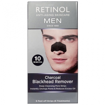 Патчи для удаления черных точек на основе угля Retinol Men Charcoal Blackhead Remover