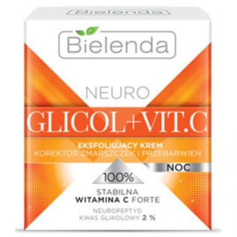 Отшелушивающий крем корректор морщин и пигментных пятен ночь Bielenda Neuro Glicol + Vit. C Cream