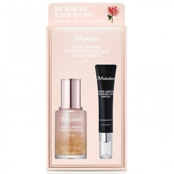 Набор сывороток с экстрактом розы и гиалуроновой кислотой JMsolution Glow Luminous Flower Hyaluronic Acid Double Essence Rose