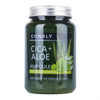 Многофункциональная успокаивающая ампульная сыворотка с центеллой азиатской и алоэ CONSLY Cica and Aloe All-in-One Ampoule  