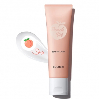 Крем для выравнивания тона лица с экстрактом персика The Saem Peach Vit Tone Up Cream