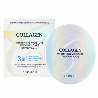 Осветляющая пудра со сменным блоком Enough Collagen Whitening Moisture Two Way Cake SPF30 PA+++