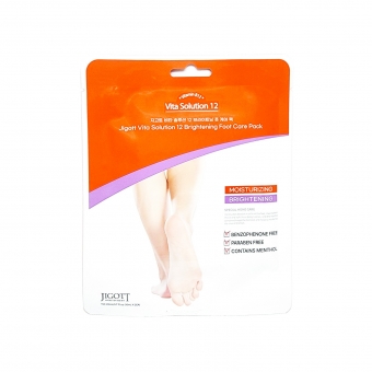 Увлажняющая маска для ног осветляющая с витамином в12 Jigott Vita Solution 12 Brightening Foot Care Pack