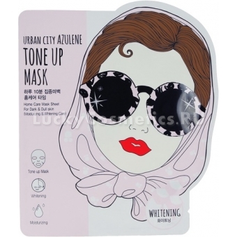 Тканевая маска с гиалуроновой кислотой Baviphat Urban Dollkiss City Azulene Tone-up Mask Whitening