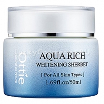 Осветляющий крем-щербет для лица Ottie Aqua Rich Whitening Sherbet