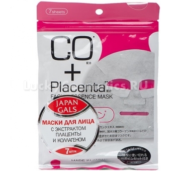 Маска для лица с плацентой и коллагеном Japan Gals CO and Placenta Facial Essense Mask