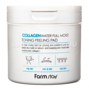 Отшелушивающие диски с коллагеном Farmstay Collagen Water Full Moist Toning Peeling Pad