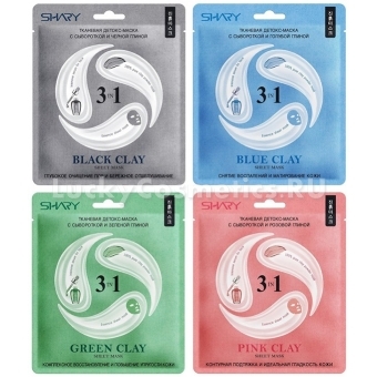 Тканевая детокс-маска для лица 3 в 1 с сывороткой Shary Detox Sheet Mask