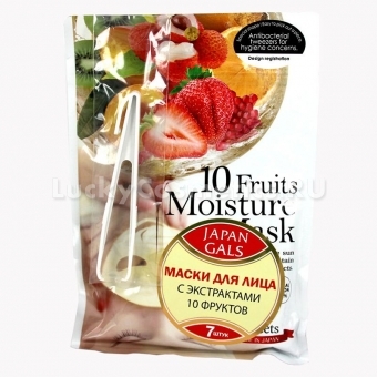 Маска для лица с экстрактами 10 фруктов Japan Gals 10 Fruits Moisture Mask