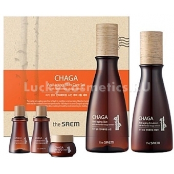 Антивозрастной набор с экстрактом чаги The Saem Chaga Anti-Aging 2 SKU Basic Skin Care Set