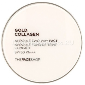 Компактная пудра с коллагеном The Face Shop Gold Collagen Ampoule Two-way Pact