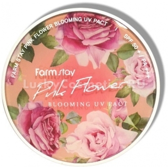 Компактная пудра с растительными экстрактами FarmStay Pink Flower Blooming UV Pact SPF50/PA+++