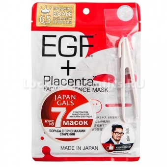 Маска для лица с экстрактом плаценты и фактором EGF Japan Gals EGF and Placenta Facial Essence Mask