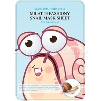 Листовая маска для кожи лица с улиточной слизью Milatte Fashiony Snail Mask Sheet