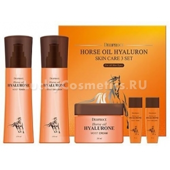 Увлажняющий сет для лица с конским жиром Deoproce Horse Oil Hyalurone Skin Care 3 Set