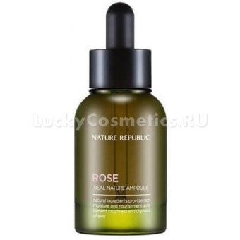 Сыворотка с маслом дамасской розы и аденозином Nature Republic Real Nature Ampoule Rose