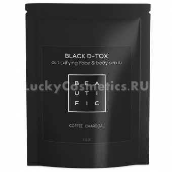 Сухой угольно-кофейный скраб Beautific Black D-Tox Detoxifying Face And Body Scrub