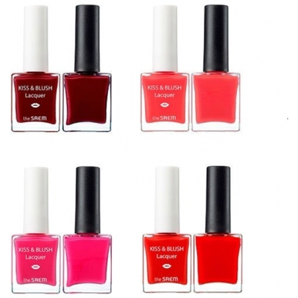 The Saem Kiss And Blush Lacquer And Kissholic Nails