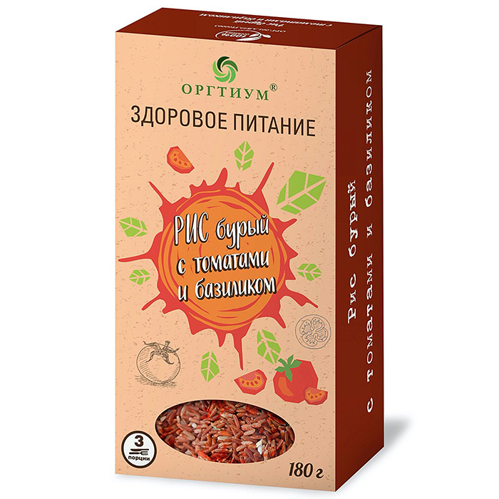 

Рис Оргтиум рис бурый с томатами и базиликом