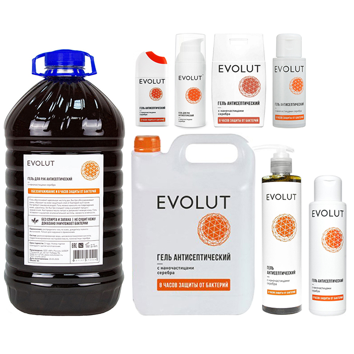 

Гель Evolut гель для рук антисептический с наночастицами серебра