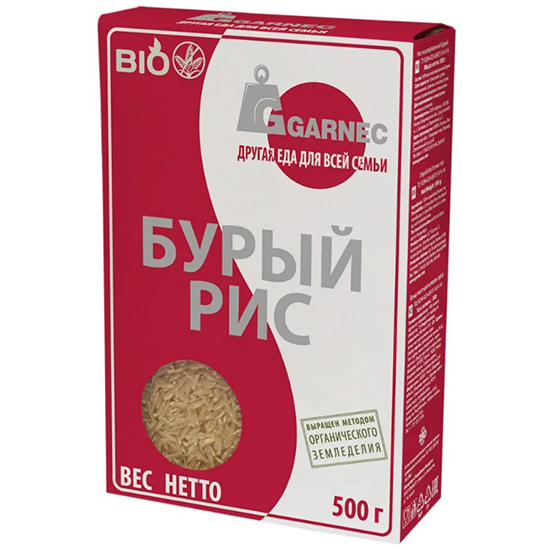 

Рис Garnec рис нешлифованный бурый Био