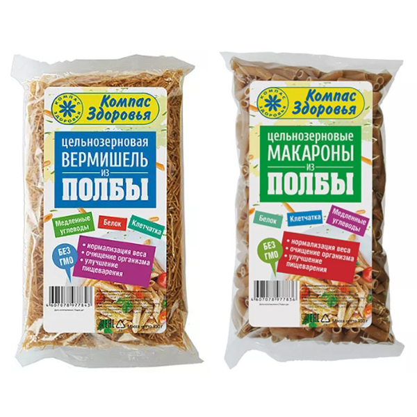 

Макароны Компас Здоровья макароны из полбы