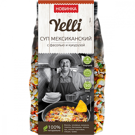 

Суп Yelli суп мексиканский с фасолью и кукурузой
