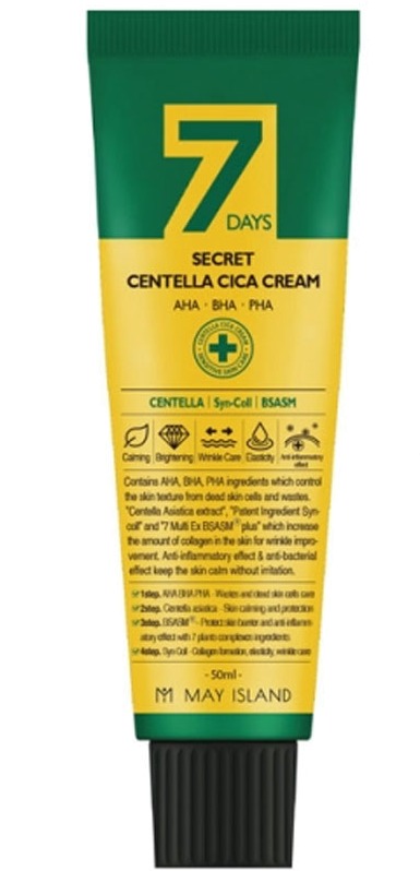 Крем may. 7 Days Secret Centella cica Sun Cream. May Island 7 Days Secret Centella cica Sun Cream SPF 50. My Island 7 Days Centella солнцезащитный крем 7 Days Secret Centella cica Sun Cream 30мл. Trimay крем с кислотами и центеллой Centella Aha BHA pha Cream.